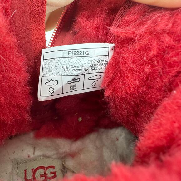 UGG Girls Winter Boots Size 12 Red Lace Up Zip Up Suede Outdoor Holidays - Picture 12 of 13